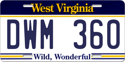 WV license plate DWM360