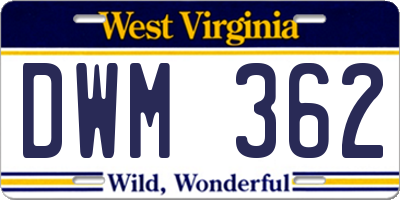 WV license plate DWM362