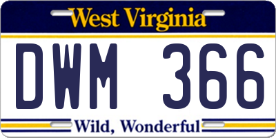 WV license plate DWM366