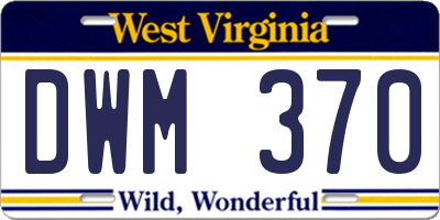 WV license plate DWM370