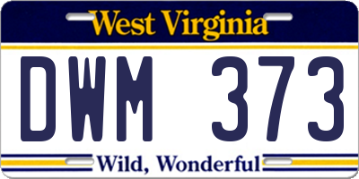 WV license plate DWM373