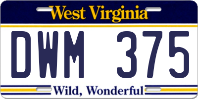 WV license plate DWM375