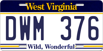 WV license plate DWM376