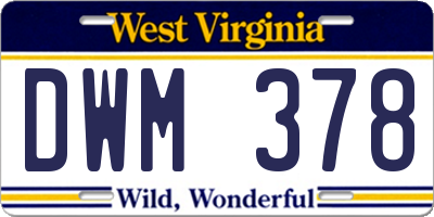 WV license plate DWM378