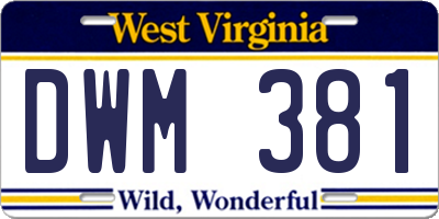 WV license plate DWM381