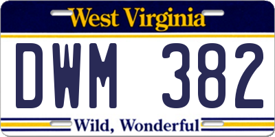 WV license plate DWM382