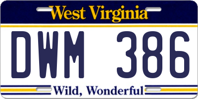 WV license plate DWM386