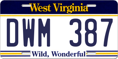 WV license plate DWM387