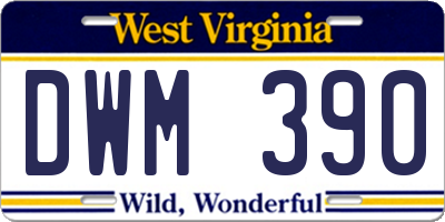 WV license plate DWM390