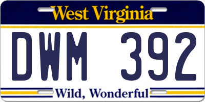 WV license plate DWM392