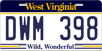 WV license plate DWM398