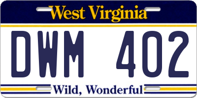 WV license plate DWM402