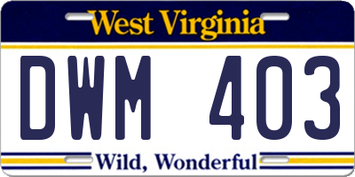 WV license plate DWM403