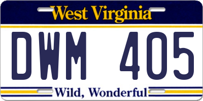 WV license plate DWM405
