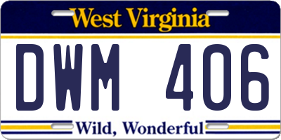 WV license plate DWM406