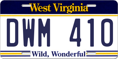 WV license plate DWM410