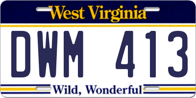 WV license plate DWM413