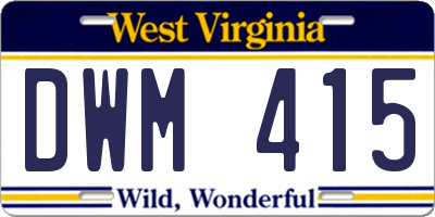 WV license plate DWM415