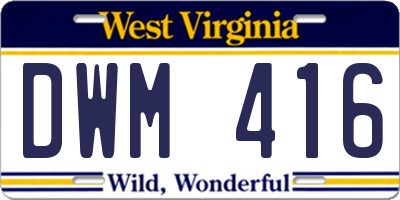 WV license plate DWM416