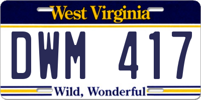 WV license plate DWM417
