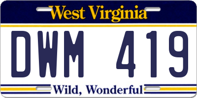 WV license plate DWM419