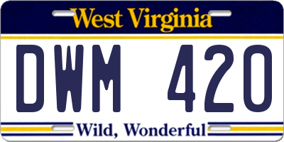 WV license plate DWM420