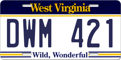 WV license plate DWM421