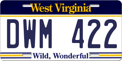 WV license plate DWM422