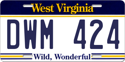WV license plate DWM424