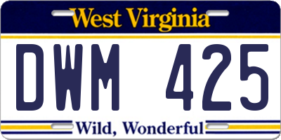WV license plate DWM425
