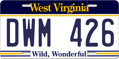 WV license plate DWM426