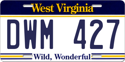 WV license plate DWM427