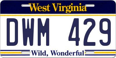 WV license plate DWM429