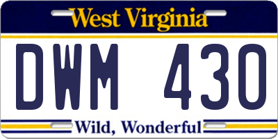 WV license plate DWM430