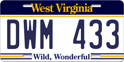 WV license plate DWM433