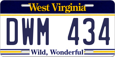 WV license plate DWM434