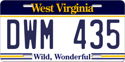 WV license plate DWM435