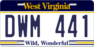 WV license plate DWM441