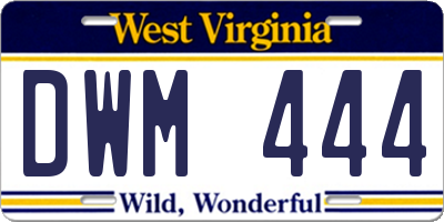 WV license plate DWM444