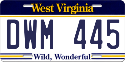 WV license plate DWM445
