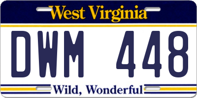 WV license plate DWM448