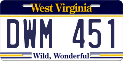 WV license plate DWM451