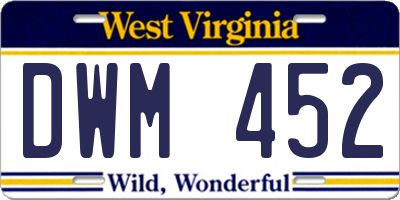WV license plate DWM452