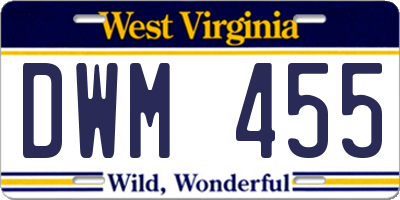 WV license plate DWM455