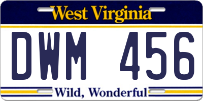 WV license plate DWM456