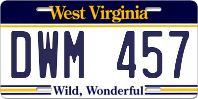 WV license plate DWM457