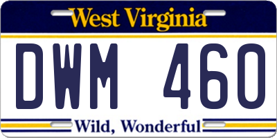 WV license plate DWM460