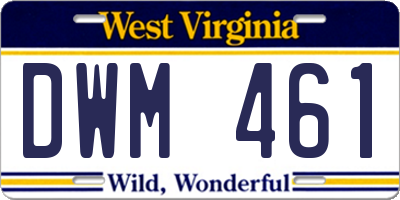 WV license plate DWM461
