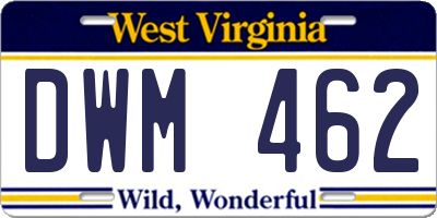 WV license plate DWM462