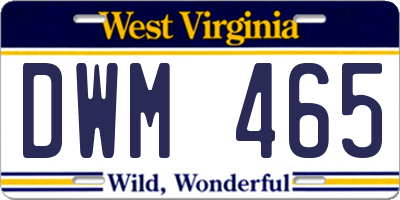 WV license plate DWM465